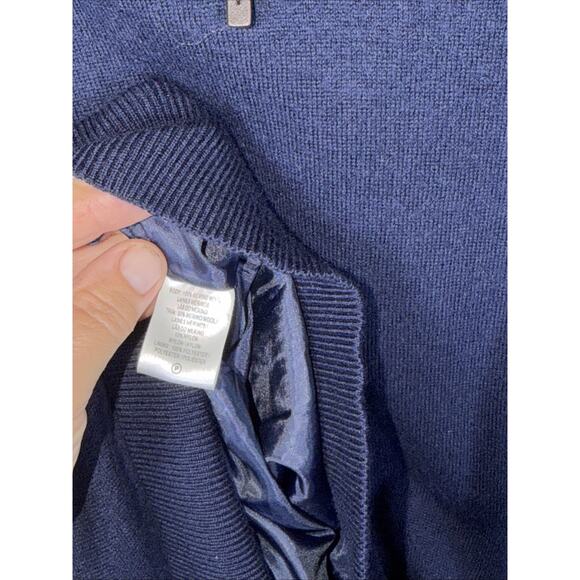 Fairway & Greene Italian Merino Wool Quarter Zip Sweater Large Blue Garden City - Picture 6 of 9